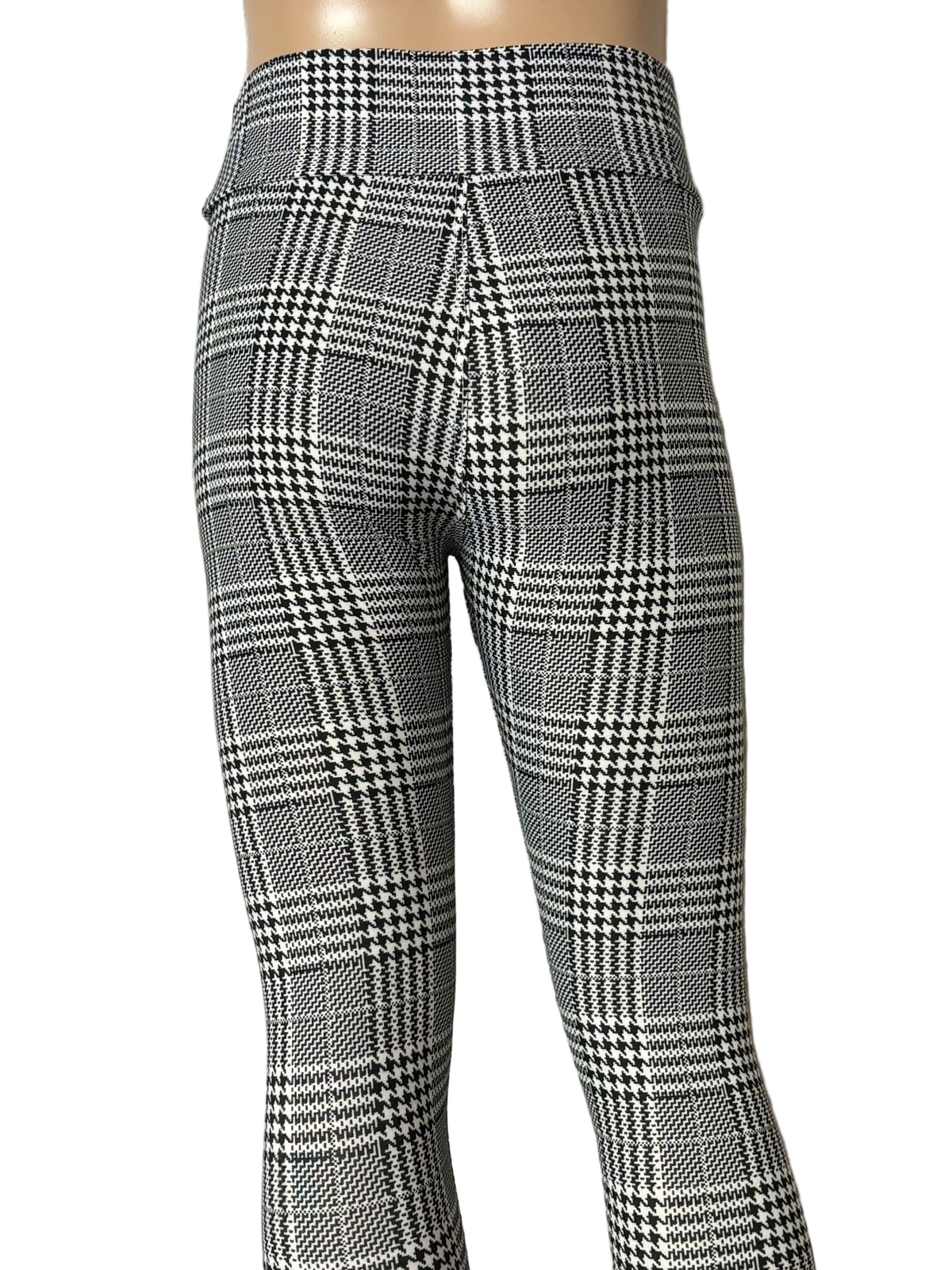 Girls full length, soft, stretchy, high waisted plaid leggings