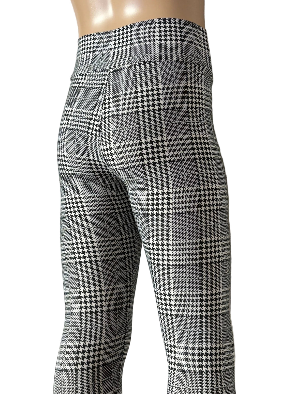 Girls full length, soft, stretchy, high waisted plaid leggings