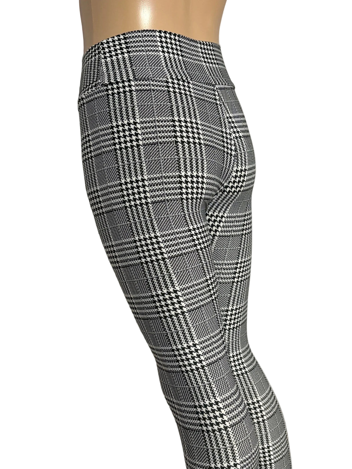 Girls full length, soft, stretchy, high waisted plaid leggings
