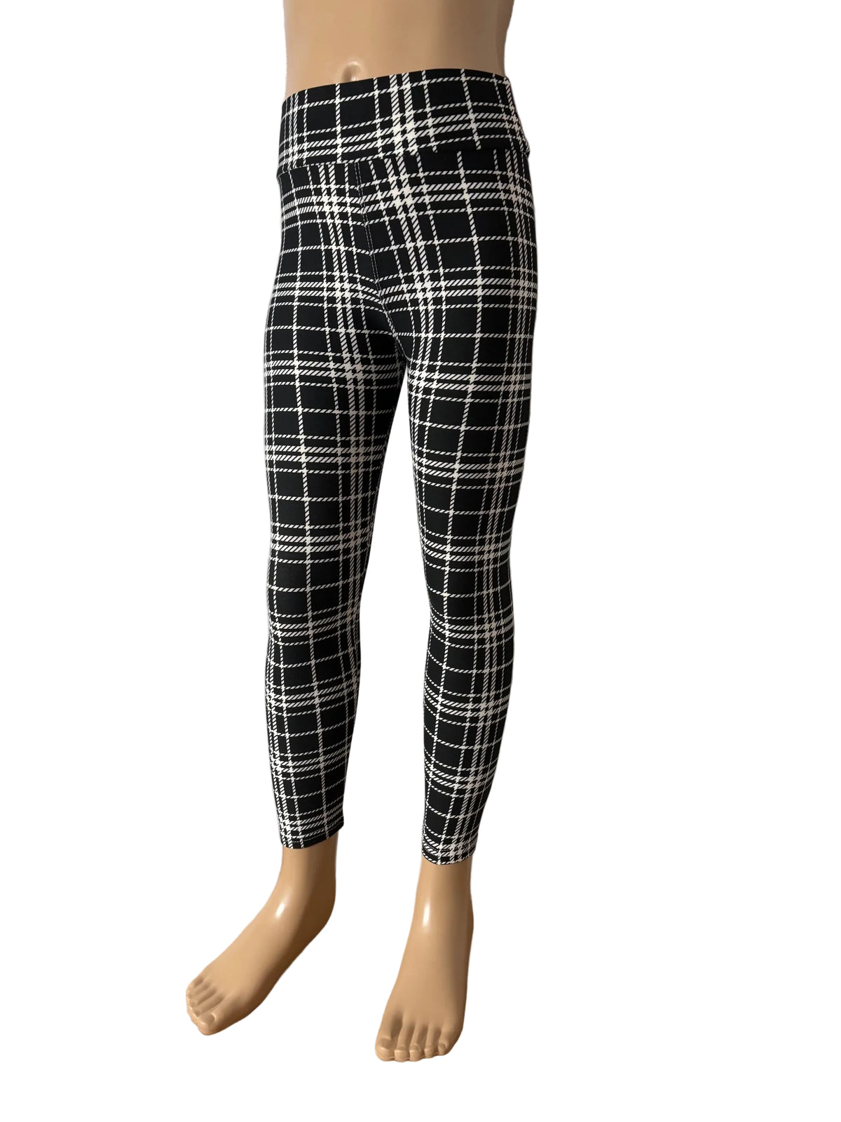 Full length, soft, high waisted plaid leggings