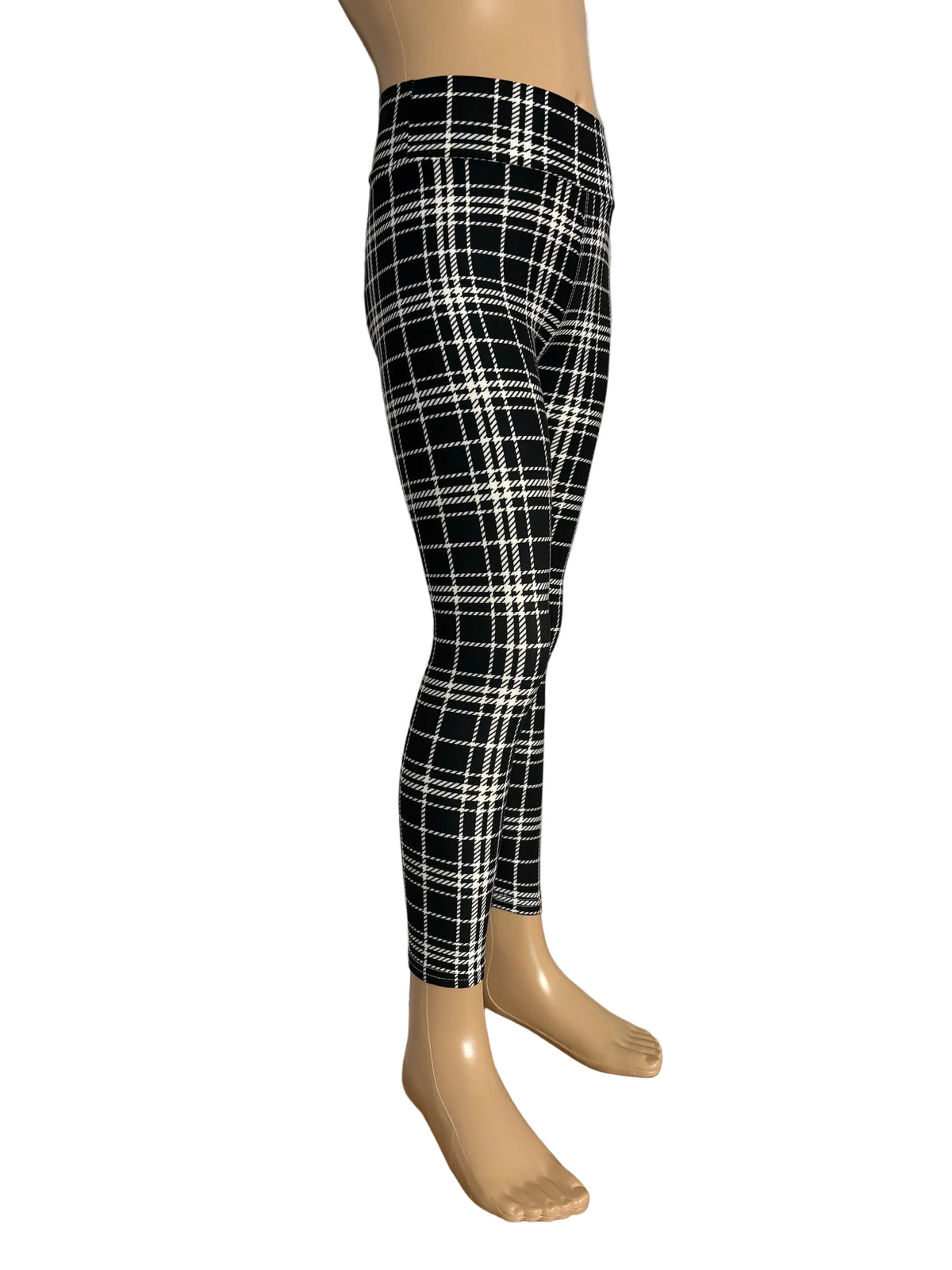 Full length, soft, high waisted plaid leggings