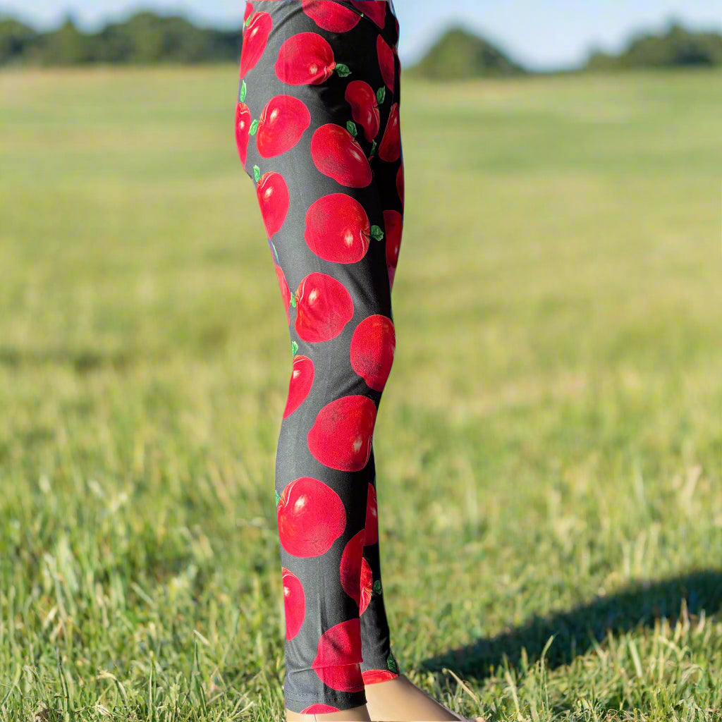 Apple design full length stretch leggings