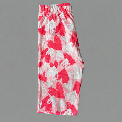 Pink 'designer hearts' full length leggings