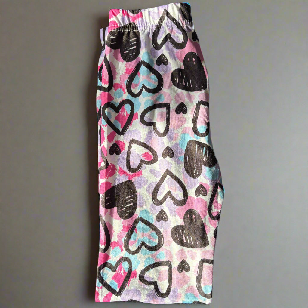 Drawn hearts design full length leggings