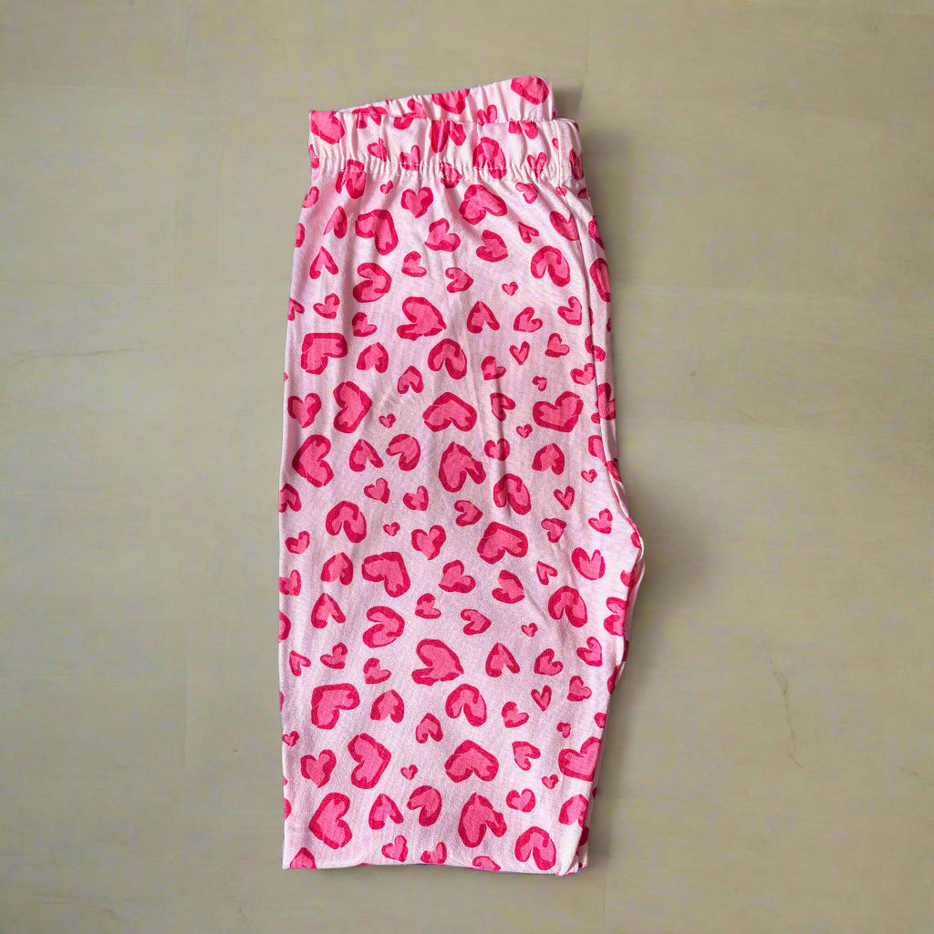 Pink hearts design full length leggings