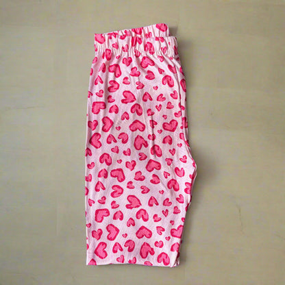 Pink hearts design full length leggings