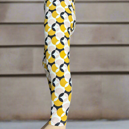 Retro circles patterned leggings, full length