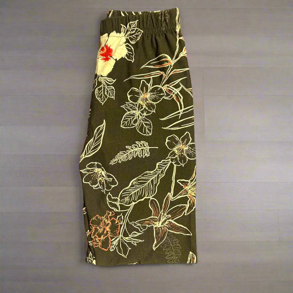 Trendy black floral full length leggings