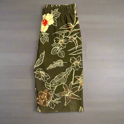 Trendy black floral full length leggings