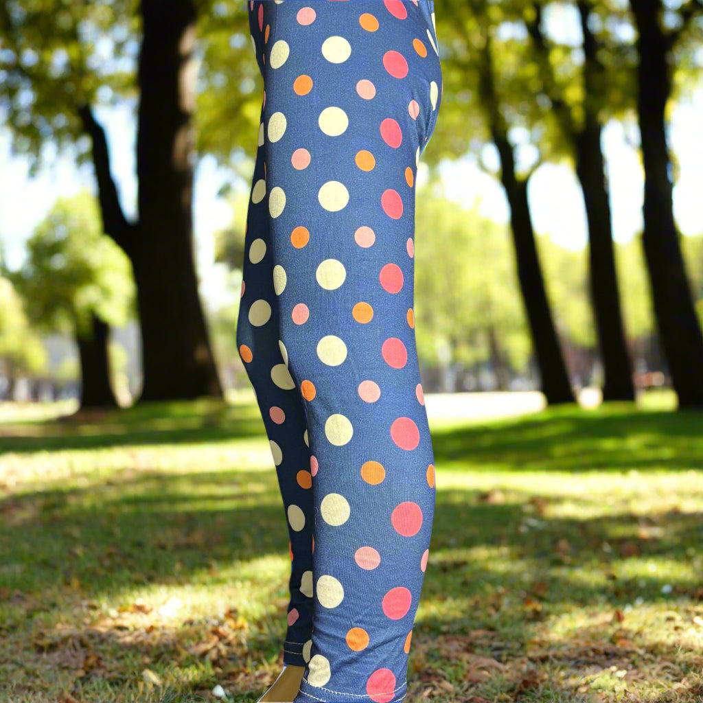 Purple dots design full length leggings