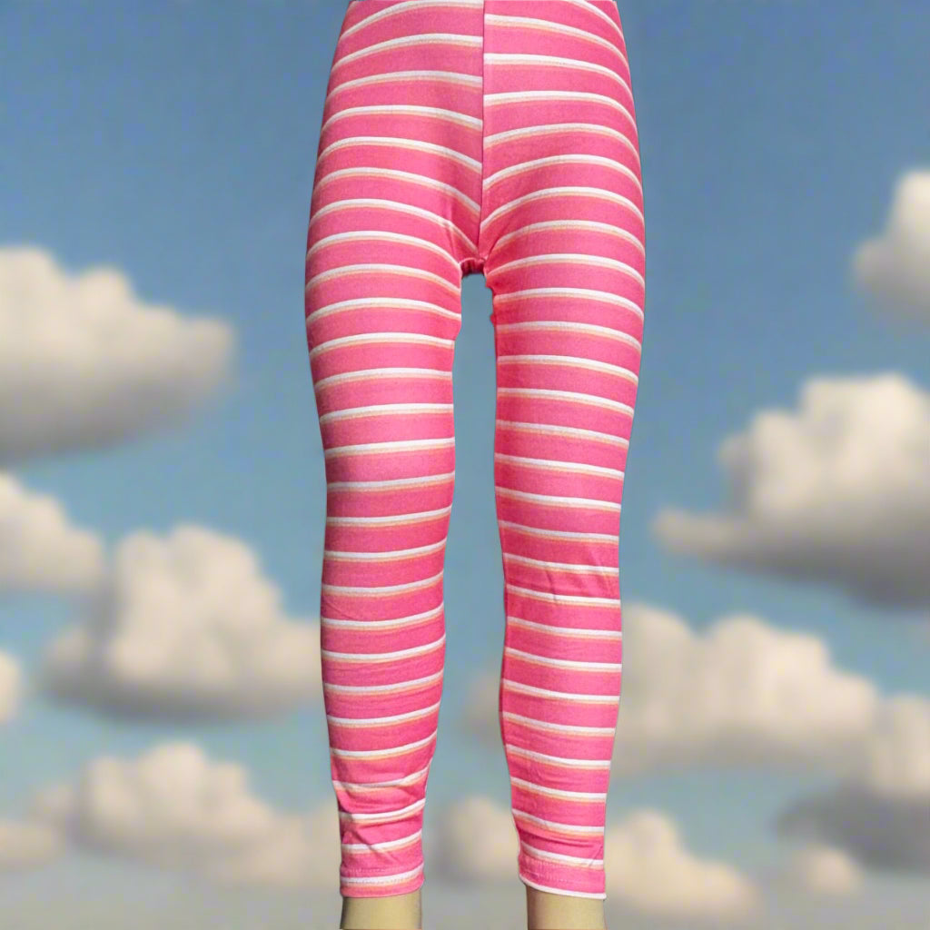 Pink stripe design full length leggings