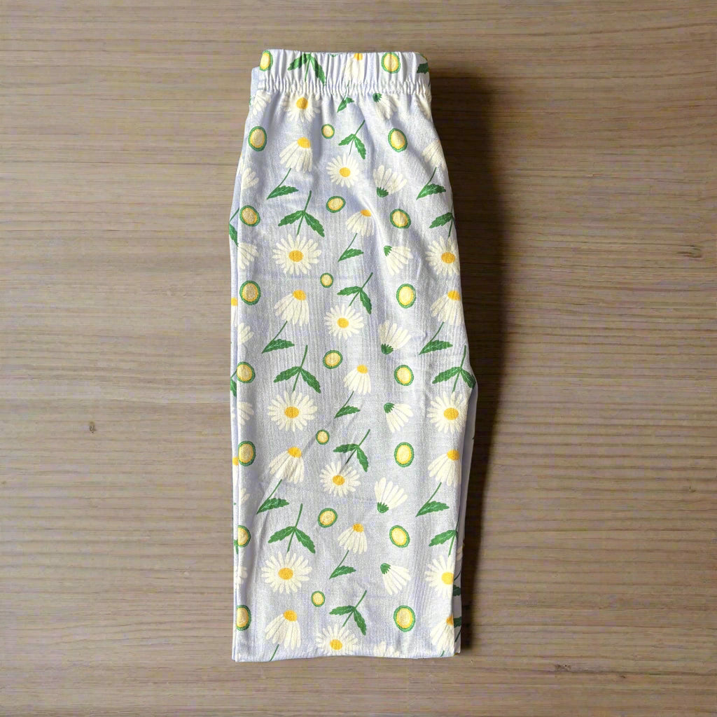 Daisy print lilac leggings, full length stretch