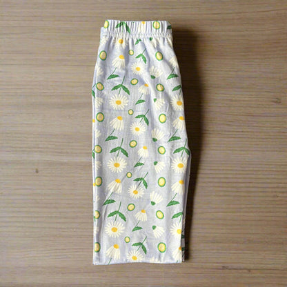 Daisy print lilac leggings, full length stretch