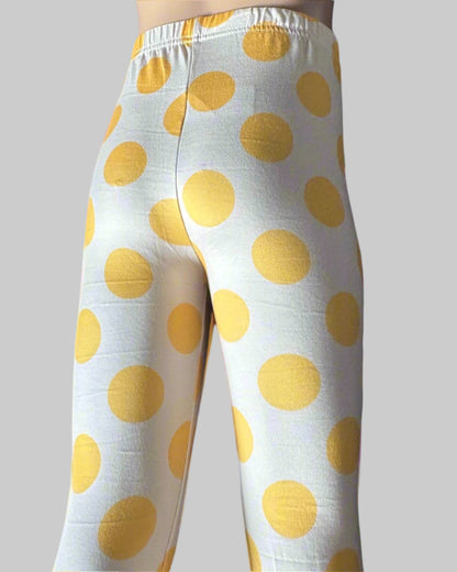 Yellow dots design full length stretch leggings