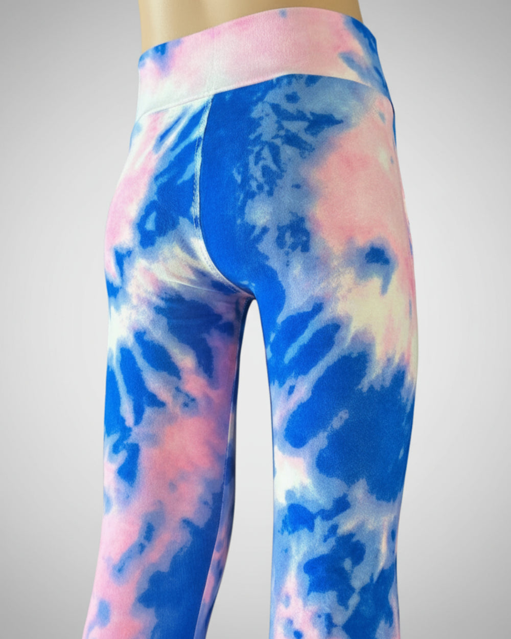 Blue and pink tie-dye leggings, full length