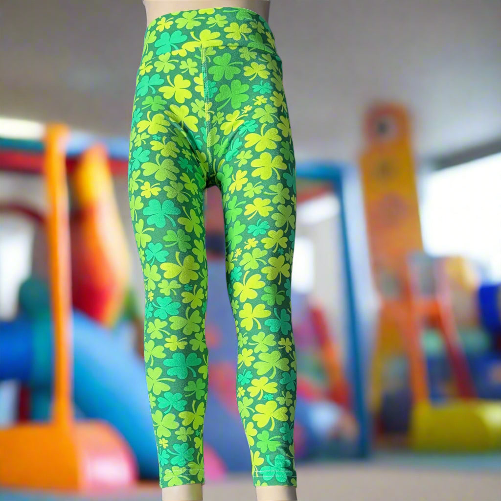 Clover patterned full length stretch leggings