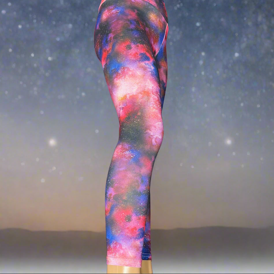 Nebula design full length stretch leggings