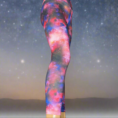 Nebula design full length stretch leggings