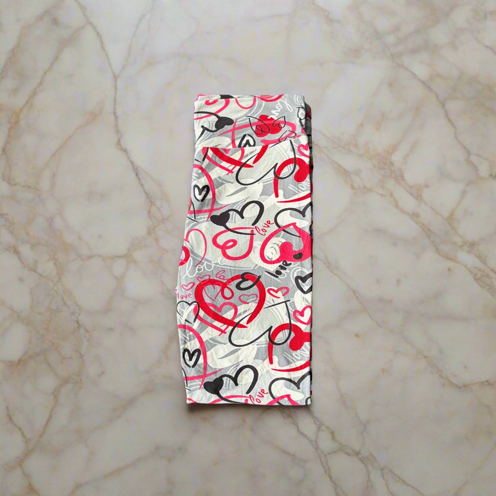 Grey hearts design full length leggings