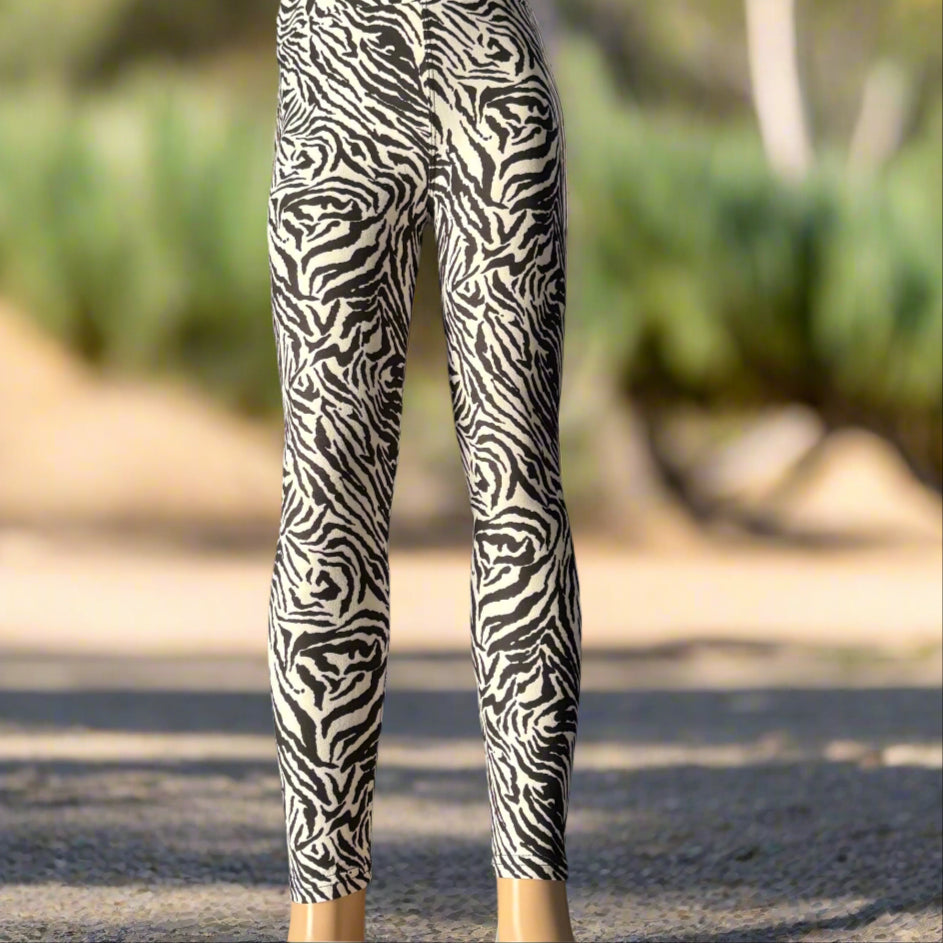 Zebra black & white full length leggings