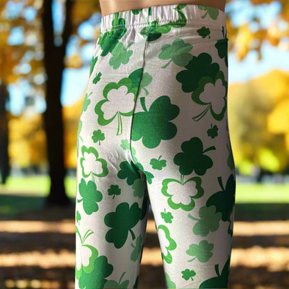Shamrock patterned full length stretch leggings