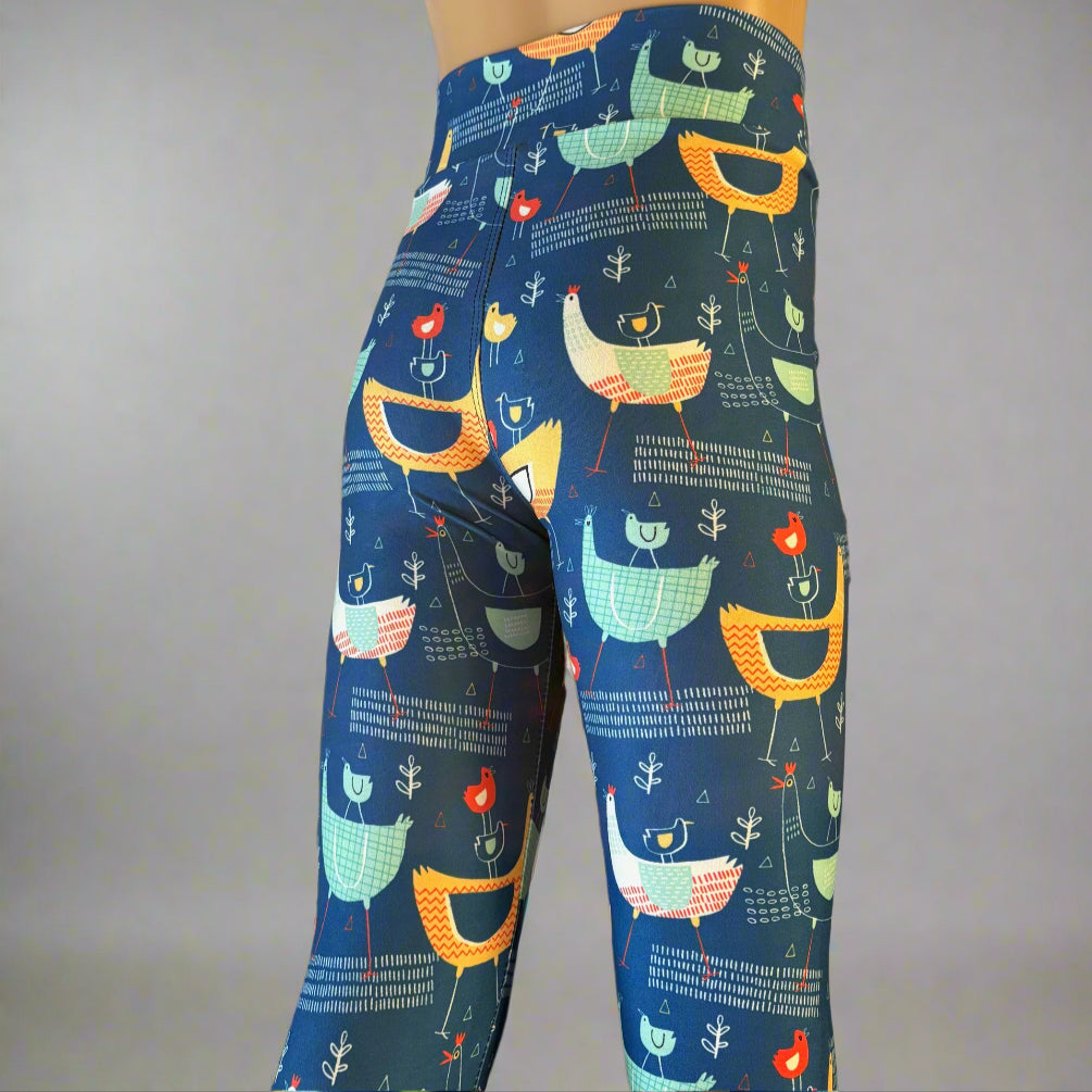 Hen & Chickens design full length stretch leggings