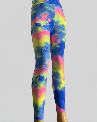 Neon tie-dye full length leggings