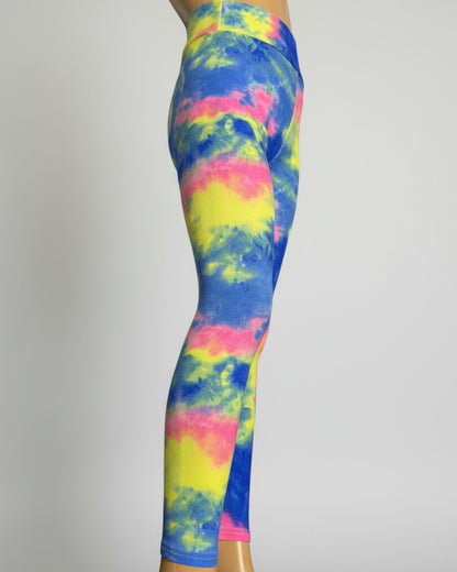 Neon tie-dye full length leggings
