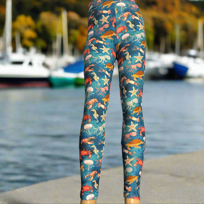 Sea creatures full length, stretch leggings