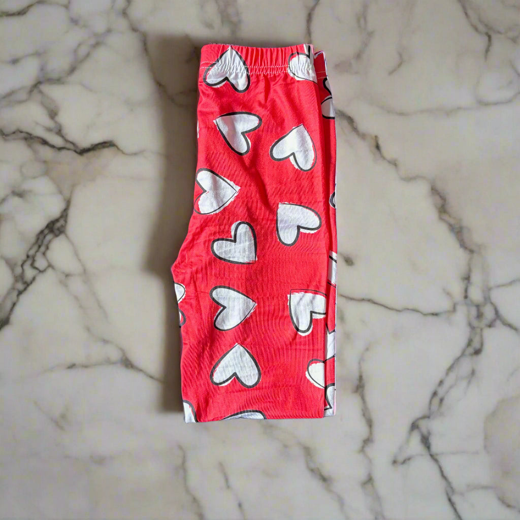 White hearts design full length stretch leggings