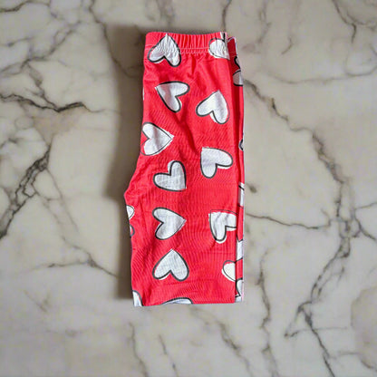 White hearts design full length stretch leggings