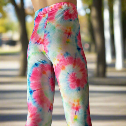 Bright tie-dye design full length leggings