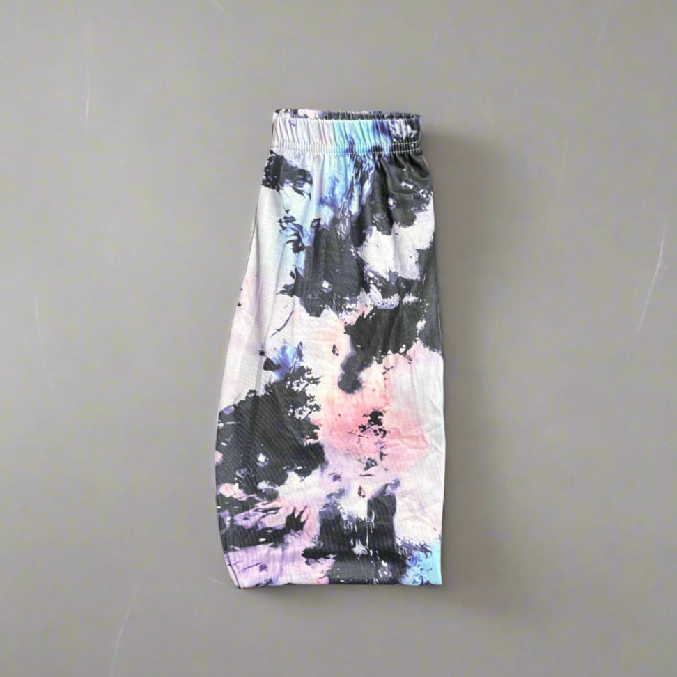 Contrast tie-dye design full length stretch leggings
