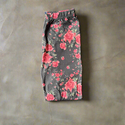 Full length rose garden design stretch leggings