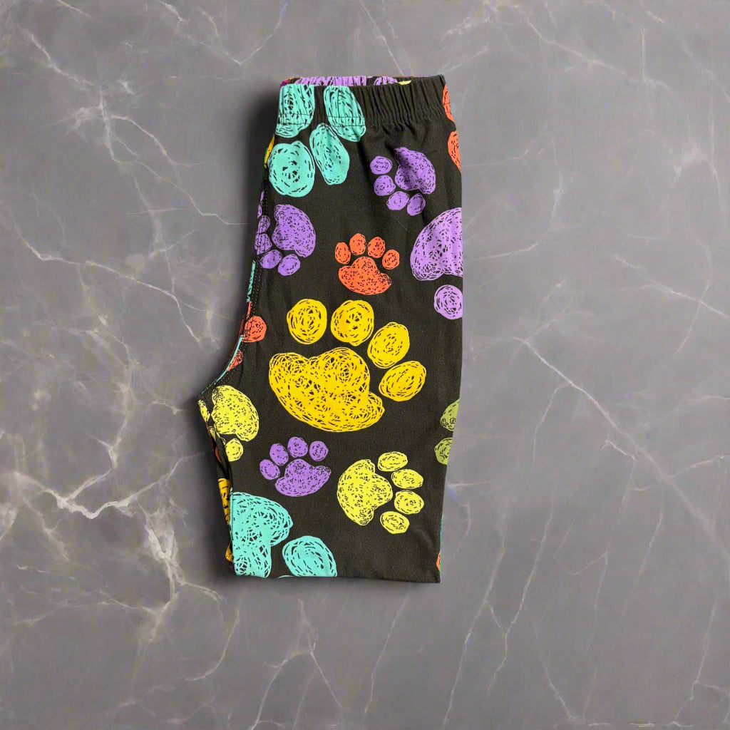 Multi coloured paws design full length leggings