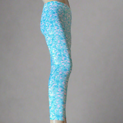 Blue & pink full length leggings