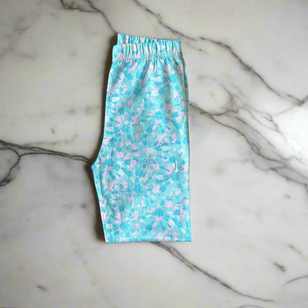 Blue & pink full length leggings
