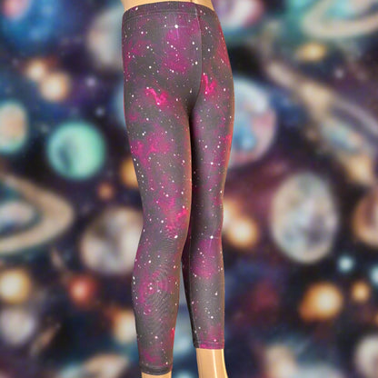 Purple Space design full length stretch leggings