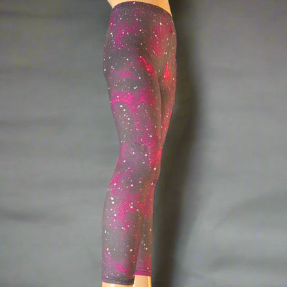 Purple Space design full length stretch leggings