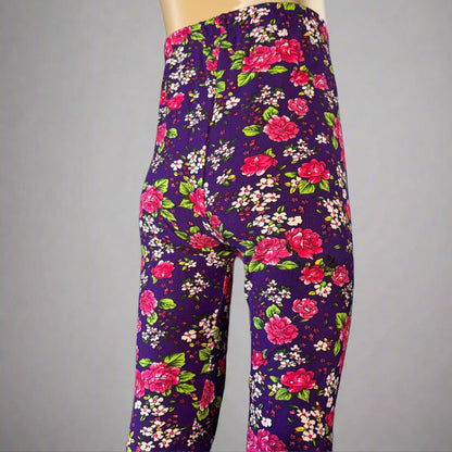 Purple floral full length leggings