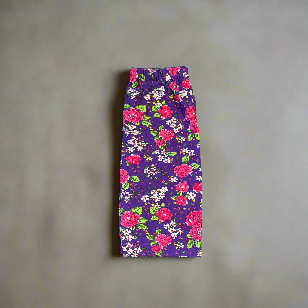 Purple floral full length leggings