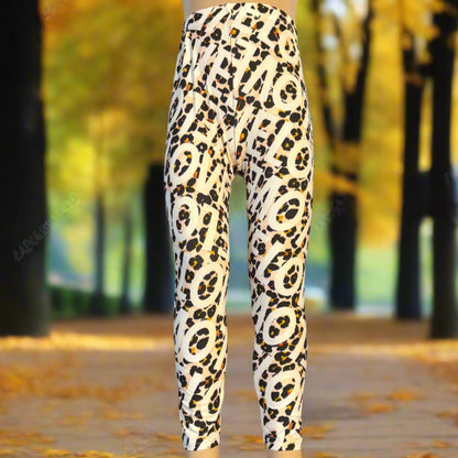 'Leopard love' design full length leggings