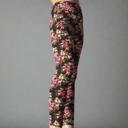 Rose floral leggings, full length