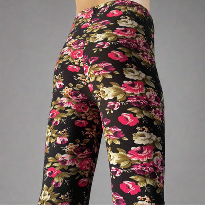 Rose floral leggings, full length
