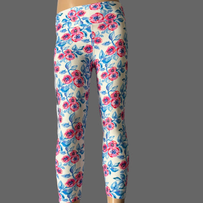 White floral leggings