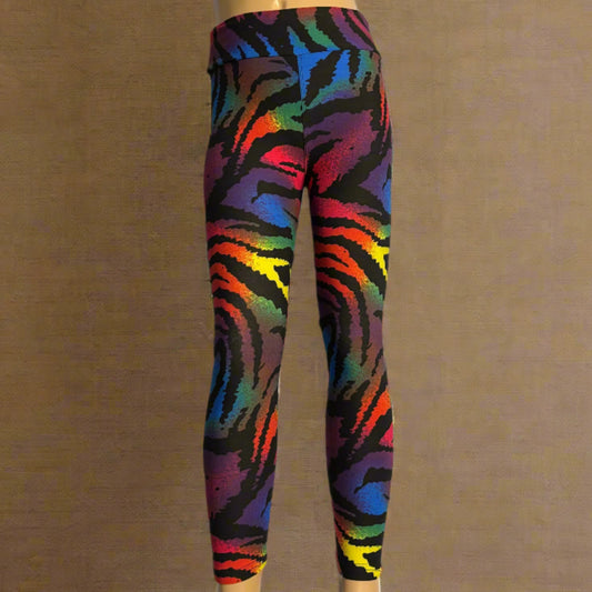 Vibrant colour zebra print leggings, full length