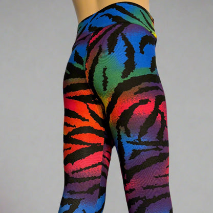 Vibrant colour zebra print leggings, full length