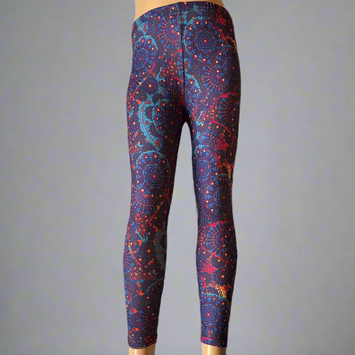 Fiery floral pattern full length leggings
