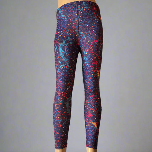 Fiery floral pattern full length leggings