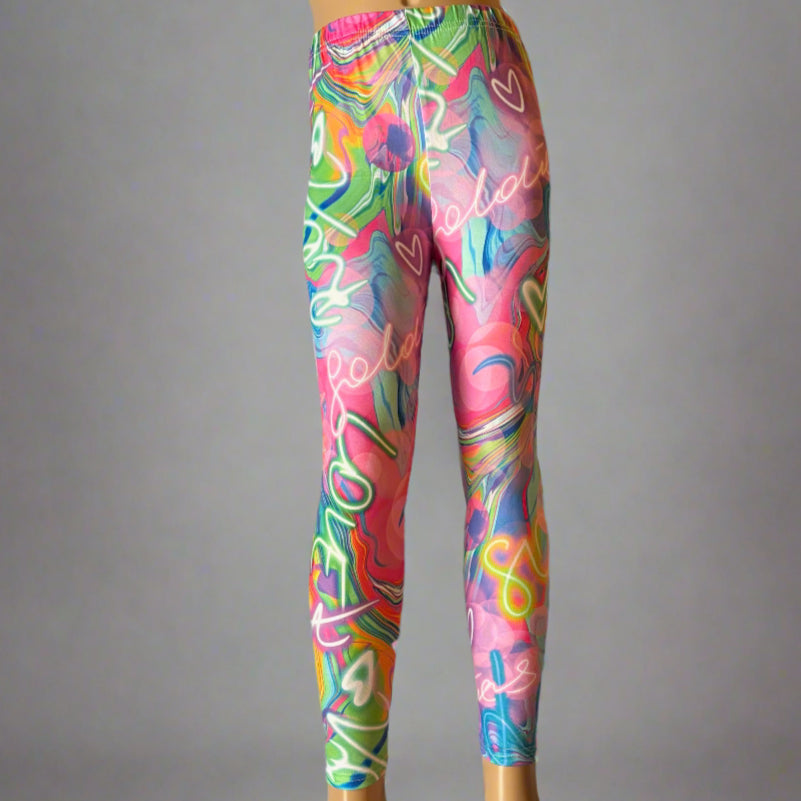 Neon retro design full length leggings